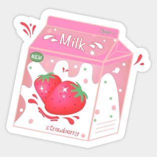 Retro 90s Japanese Kawaii Strawberry Milk Shake Carton Sticker